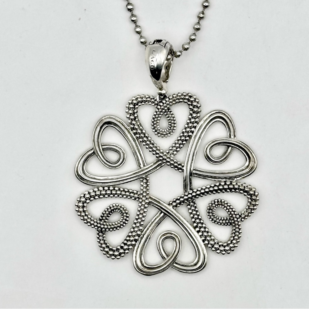 Lagos Rare Wonders Silver Floral Heart Pendant Necklace - Picture 6 of 9